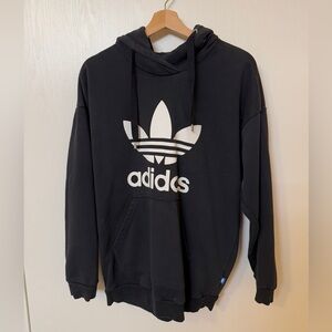 adidas Black Crewneck Hoodie with White Trefoil Logo